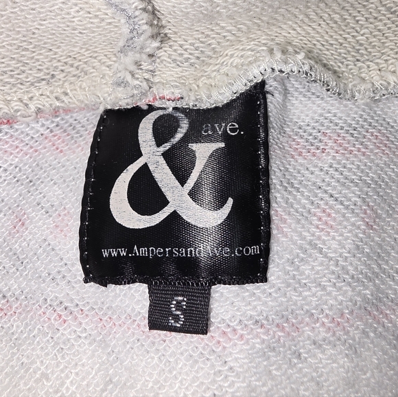 AMPERSAND AVE Fair Isle Double Hoodie Sweatshirt Gray Coral Black Nordic Print S - Picture 5 of 7